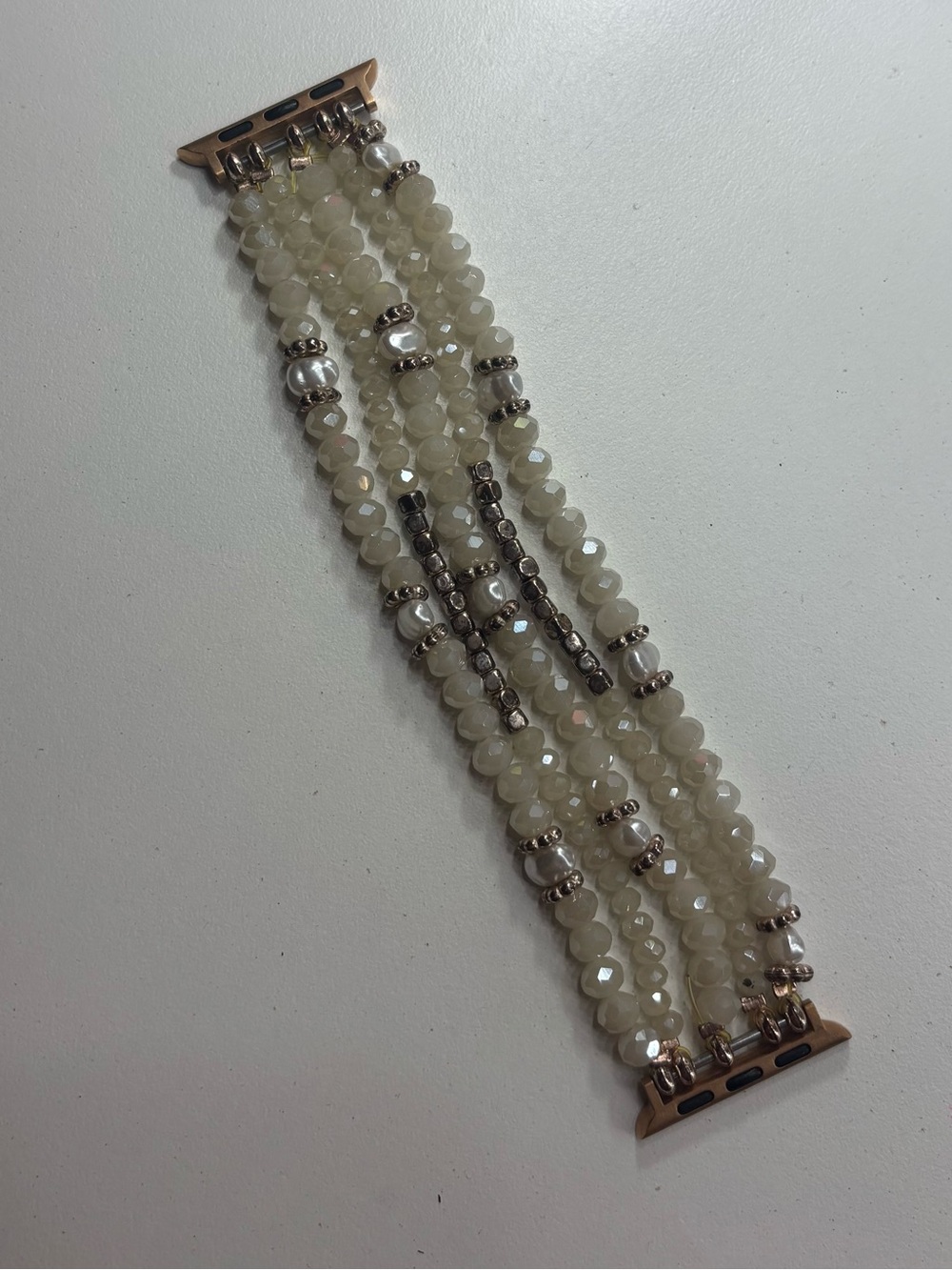 Multi-Strand Cream Beaded Apple Watch Bracelet Band